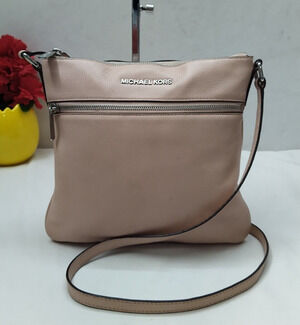 Michael Kors Pink Pebbled Leather Zipper Closure Crossbody Bag